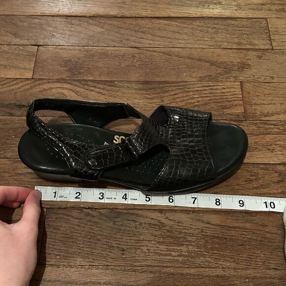 SAS Tripad Comfort USA Women’s Size L6 Glossy Black Leather Ankle Strap Sandals - Picture 8 of 15